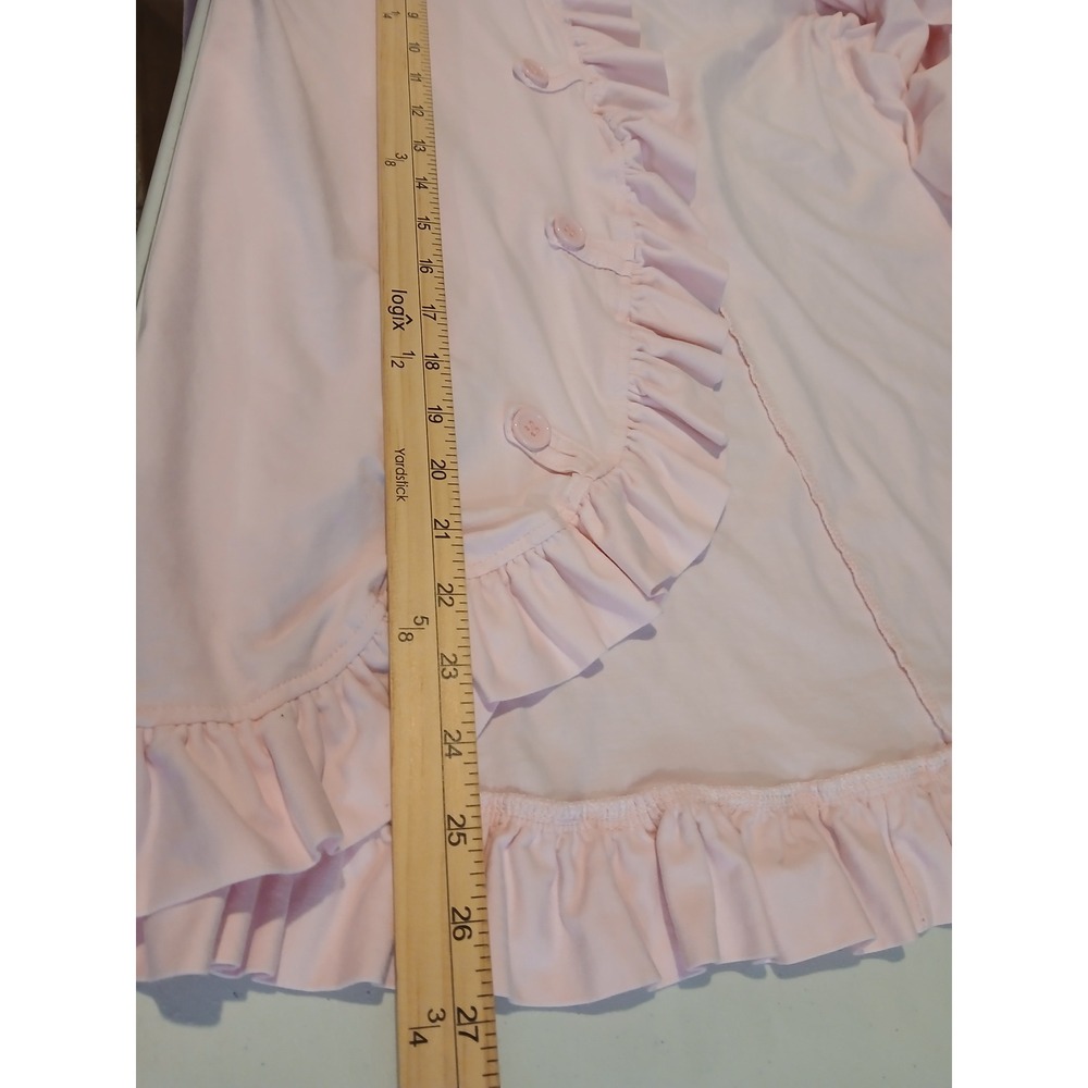 Mia Belle Large Pink Ruffle Open Front Cardigan Button Trim Long Sleeve Fairy - Picture 7 of 11
